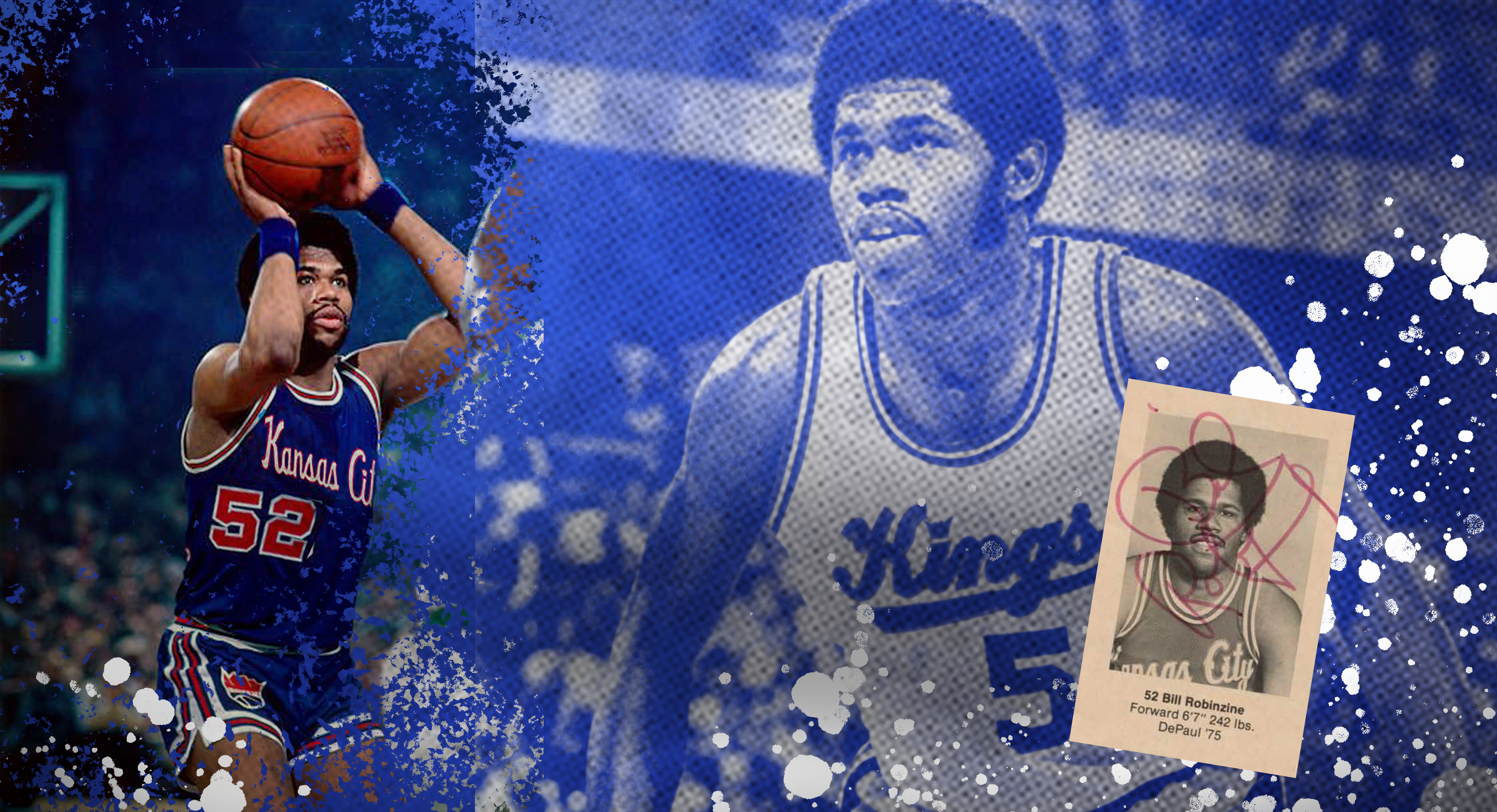 Bill Robinzine during his rookie season with the Kansas City Kings in 1975, captured in game action as a young NBA power forward.